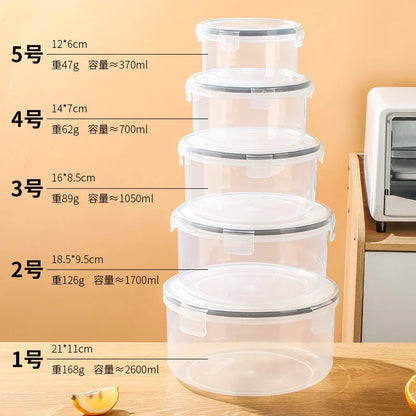 5PCS/set Transparent refrigerator sealed storage box with lid Microwaveable lunch box kitchen organizer food storage containers