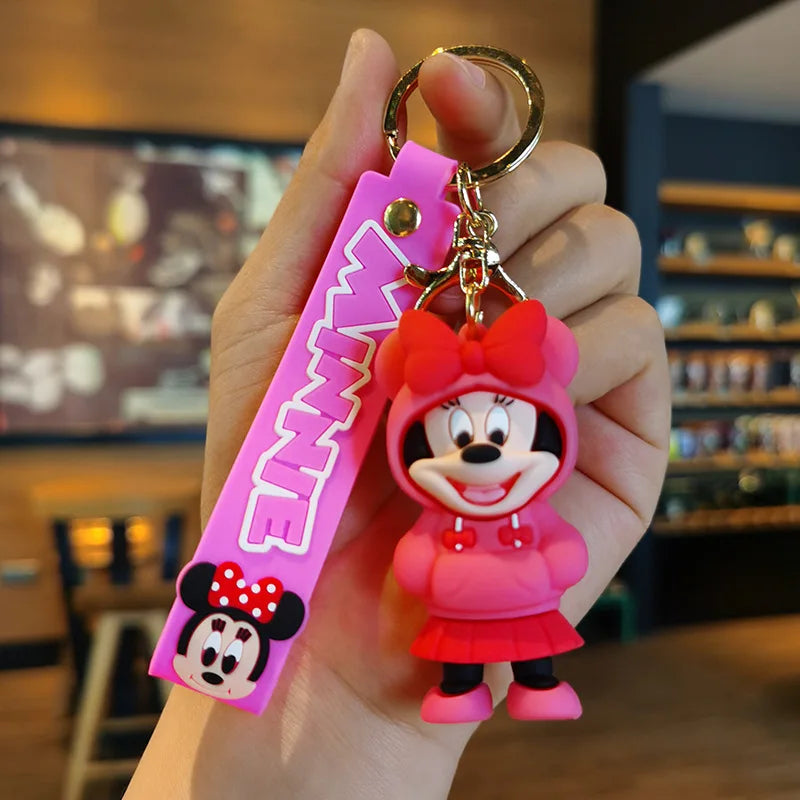 Wholesale New Anime Disney Keychain Mickey Mouse Minnie Lilo & Stitch Cartoon Keyring Key Chain Car Pendant Kids Toys Gifts