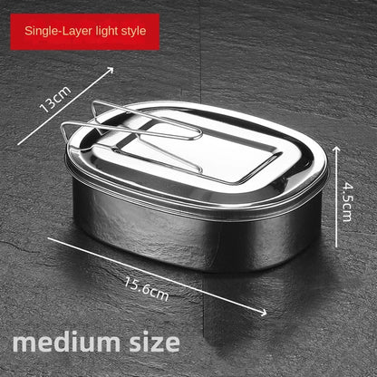 304 stainless steel square lunch box student cafeteria multi-layer covered lunch box commercial multi-purpose lunch box