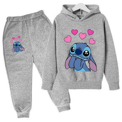 Girls Clothes Stitch Hoodies Sweatshirts Children's Clothing Sets Child Girl Tops + Pants 2 Pcs Suits Kids Boys Tracksuits Set