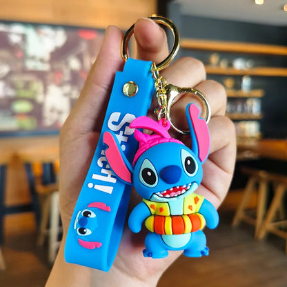 Wholesale New Anime Disney Keychain Mickey Mouse Minnie Lilo & Stitch Cartoon Keyring Key Chain Car Pendant Kids Toys Gifts