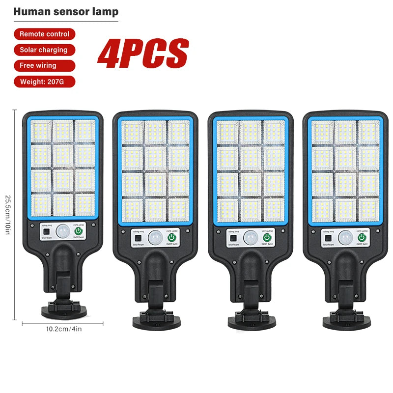 1~4PCS Solar Lights Outdoor With 3 Modes Waterproof Motion Sensor Security Lighting LED Wall Street Lamp for Garden 108/117COB