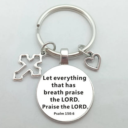 Christian Bible Keychains Cross Heart Charms Scripture Verse Stainless Steel Pendant Key Chain Religious Faith Jewelry