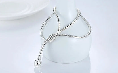 Hot Sale Original 925 Sterling Silver Necklace Ball Barrel Clasp Snake Chain Necklace For Fashion Bead Charm DIY Jewelry Making