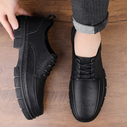 High Quality Brand Men's Genuine Leather Casual Shoes Thick Soles Wear-resistant Work Clothes Men's Office Business Shoes