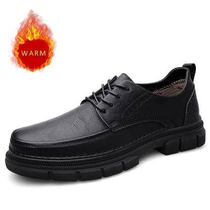 High Quality Brand Men's Genuine Leather Casual Shoes Thick Soles Wear-resistant Work Clothes Men's Office Business Shoes