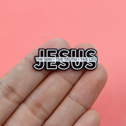 JESUS Way Truth Life Christian Enamel Pin Brooch Pines Lapel Pins Badge on Backpack Clothing Accessories Fashion Jewelry Gifts