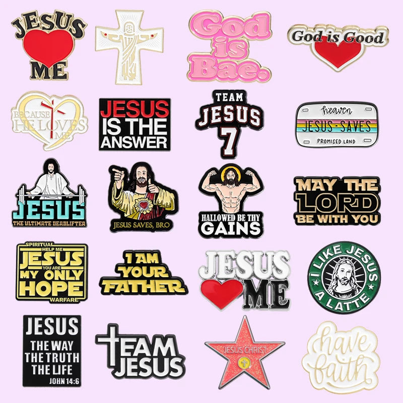 30 Types Jesus Christ Faith Enamel Pins Wholesale Cartoon Cartoon Metal Brooches Christianity Clothes Backpack Lapel Badge Gift