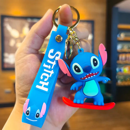 Wholesale New Anime Disney Keychain Mickey Mouse Minnie Lilo & Stitch Cartoon Keyring Key Chain Car Pendant Kids Toys Gifts