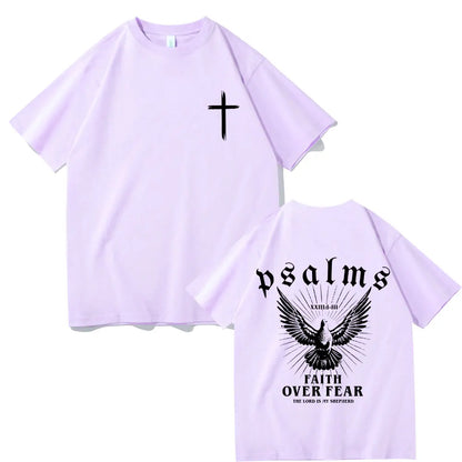 Jesus Faith Over Fear Christian Peace Dove Graphic T-shirts Men Women Fashion Casual Oversized T Shirt Man 100% Cotton Tshirt