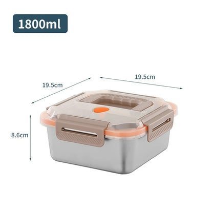 1Pc Stainless Steel Lunch Box Kitchen Fresh-Keeping Portable Sealed Food Storage Containers For Work Picnic Tableware