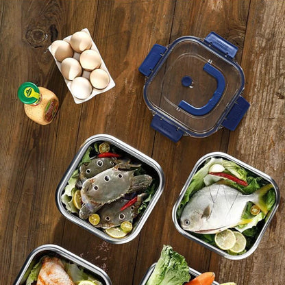 Portable Stainless Steel Fruit Salad Food Container Large Capacity Seal Lunch Box With Lid Camping Picnic Bento Box