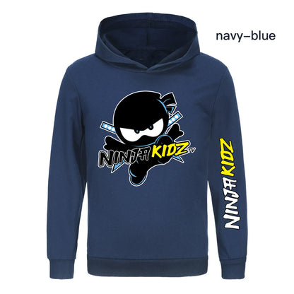 Ninja Kidz Kids Clothes Cotton Hooded Sweater Streetwear Sweatshirt Cartoon Casual Pullover Hip Hop Teenager Boys Girls Clothing