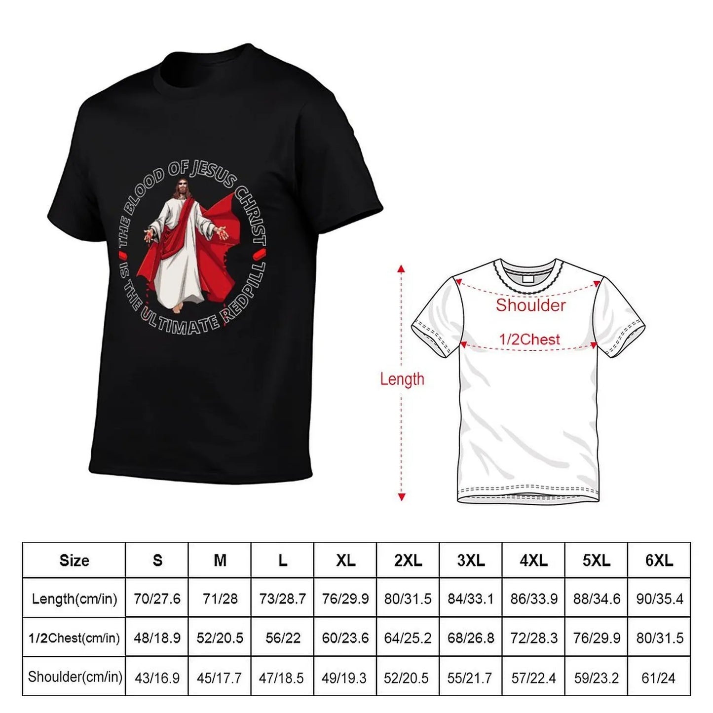 The Blood of Jesus Christ, is the Ultimate Red Pill T-Shirt clothes luxury clothing labubu anime shirt t shirt men 100℅ cotton