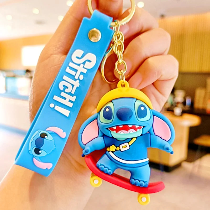 Wholesale New Anime Disney Keychain Mickey Mouse Minnie Lilo & Stitch Cartoon Keyring Key Chain Car Pendant Kids Toys Gifts