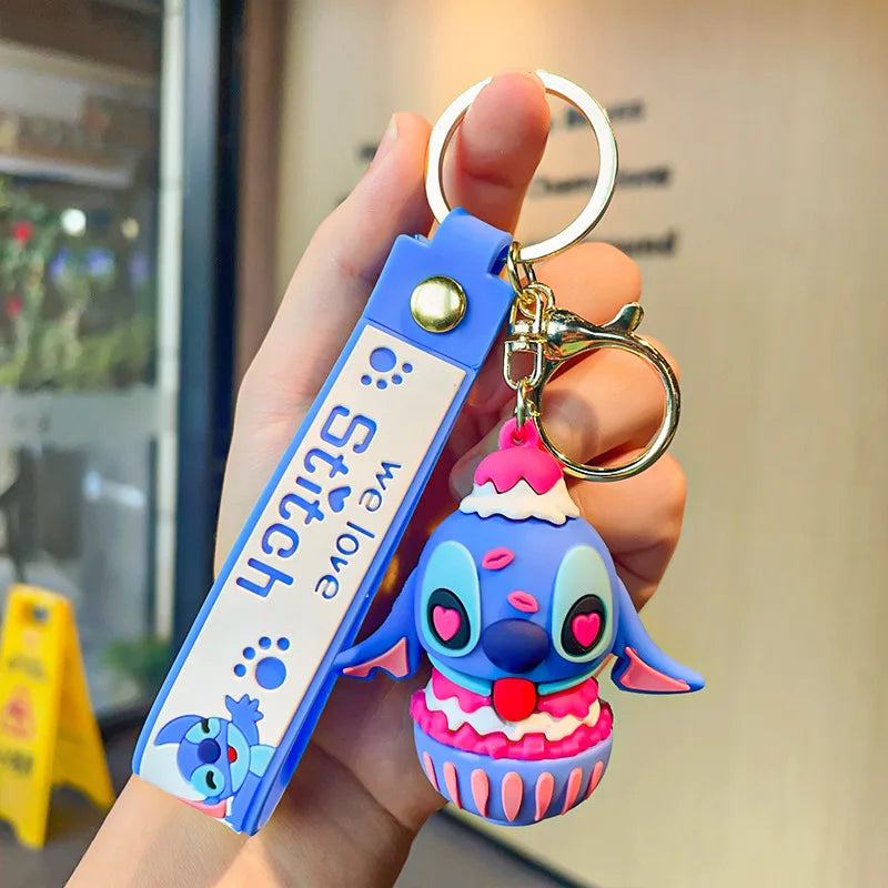 Wholesale New Anime Disney Keychain Mickey Mouse Minnie Lilo & Stitch Cartoon Keyring Key Chain Car Pendant Kids Toys Gifts