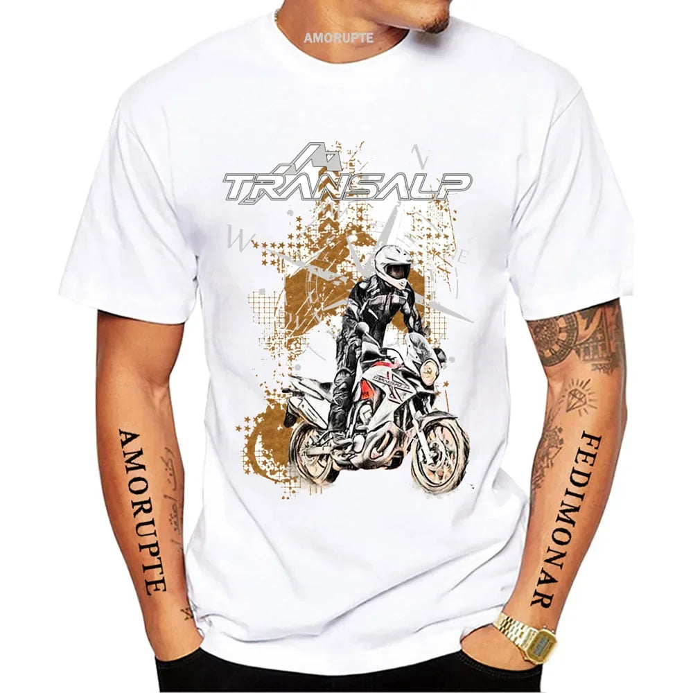 Transalp Big Trail 750 Motorcycle 2023 Rider T-Shirt New Summe Men's Short Sleeve Moto Sport Boy Casual Tees Cool Riding Tops