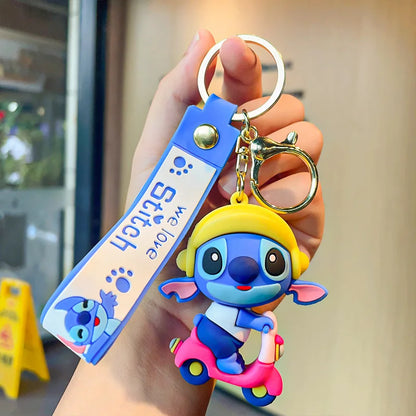 Wholesale New Anime Disney Keychain Mickey Mouse Minnie Lilo & Stitch Cartoon Keyring Key Chain Car Pendant Kids Toys Gifts