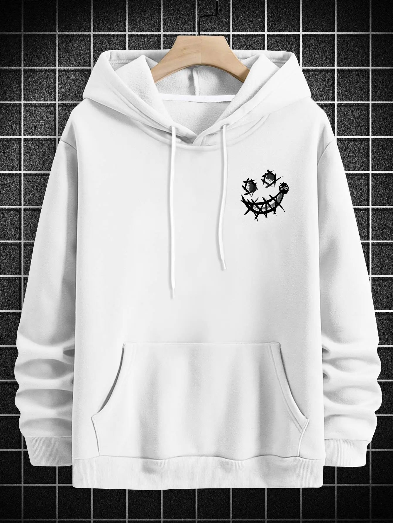 Ok Creative Faceing Pattern Pullovers For Male Comfortable Retro Hoodies Hip Hop All-Match Streetwear Pocket Fleece Clothing